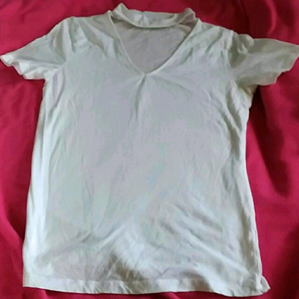 Ambiance Cut out V Neck with choker T shirt